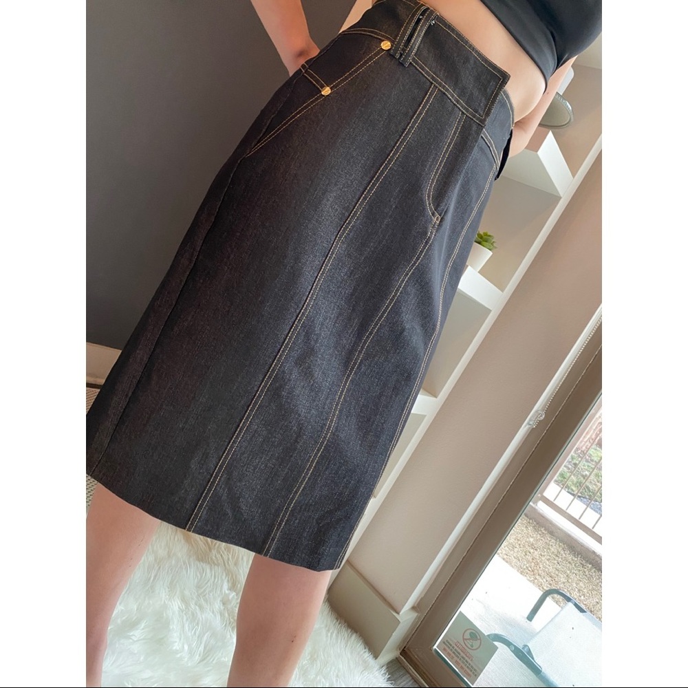 Cache Long Denim Skirt - Picture 3 of 9
